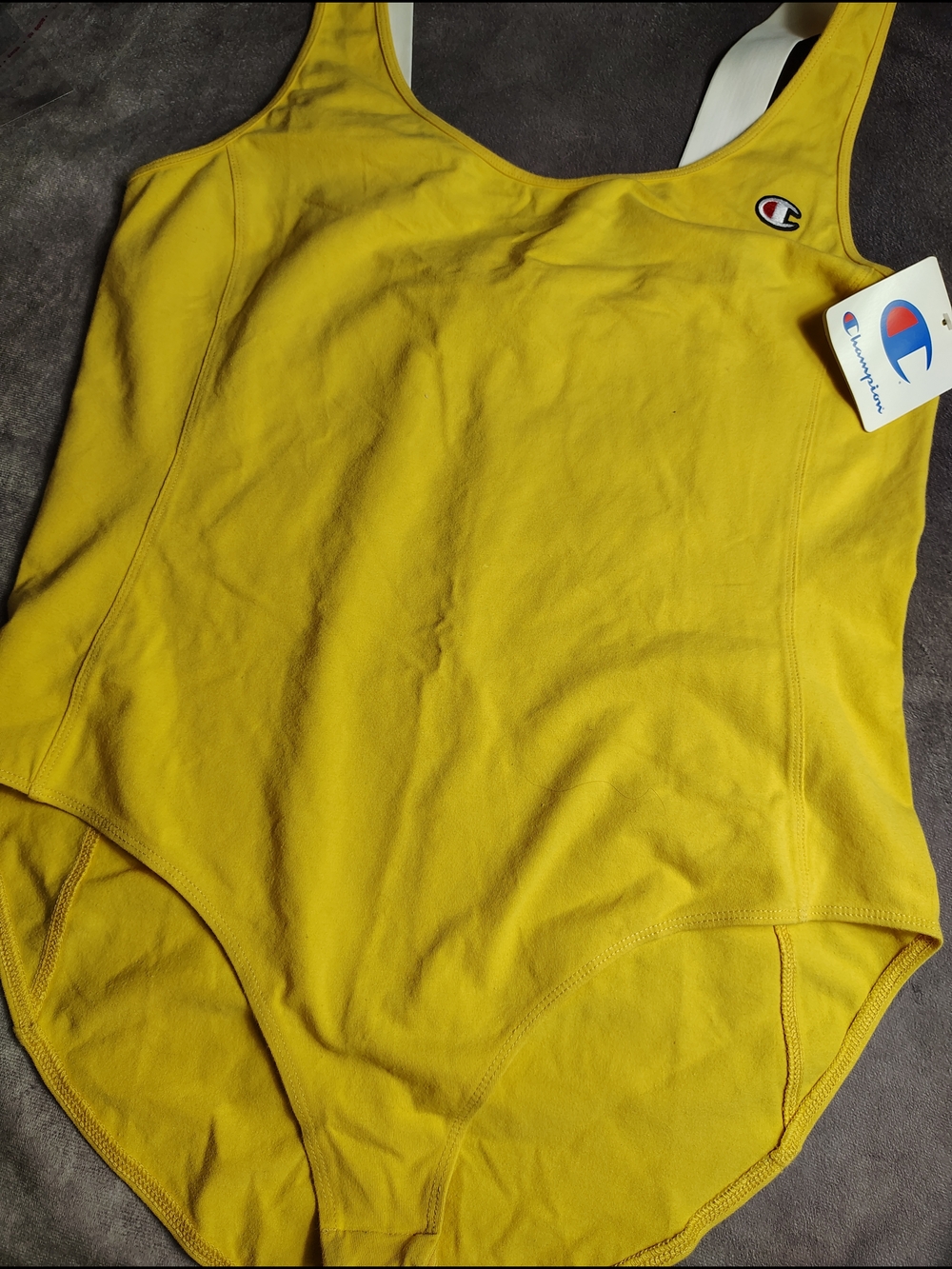Champion Bright Yellow Scoop Neck Tank Bodysuit